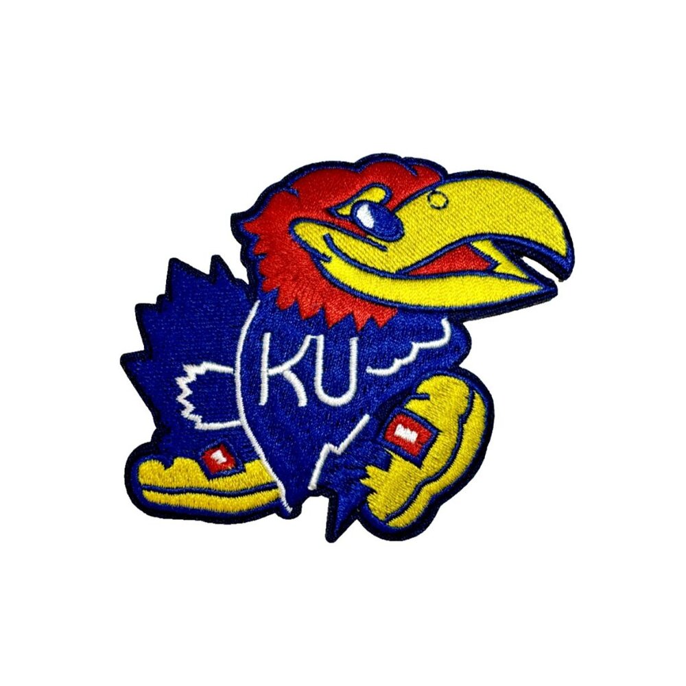 Kansas University KU Jayhawks Team Logo Embroidered 3in Iron / Sew-On Patch